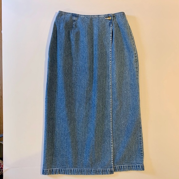 Vintage Eddie Bauer Wrap Jean Skirt Sz 6P - Picture 2 of 6